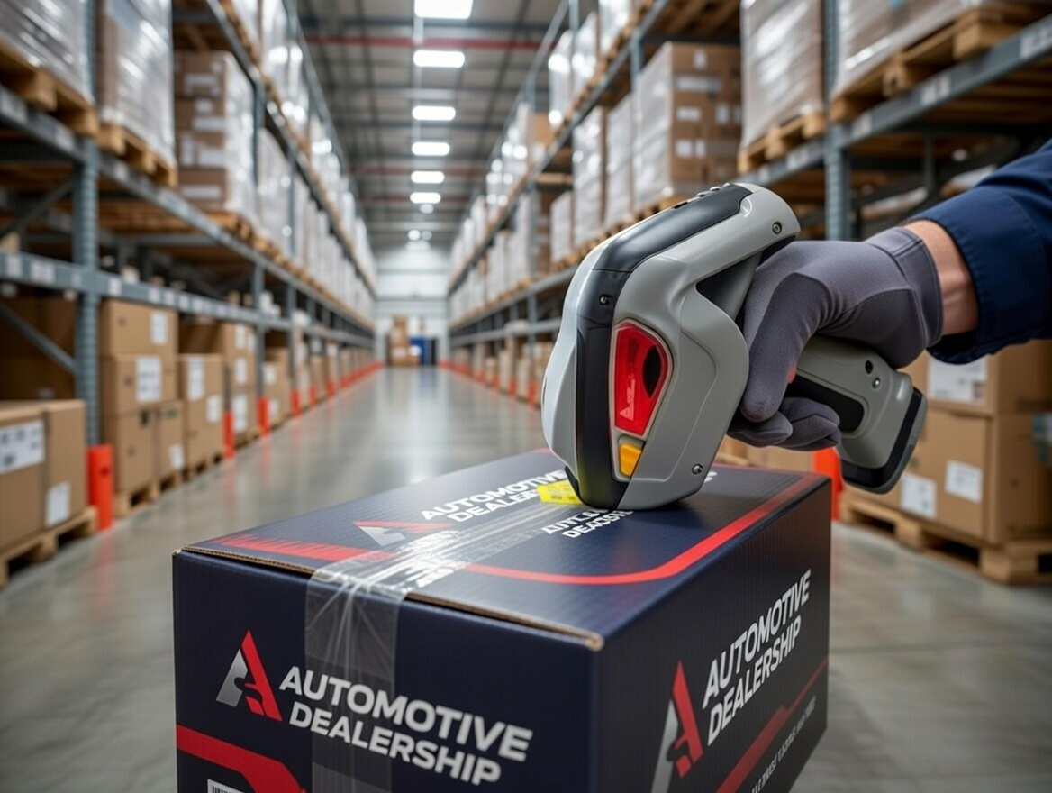 ScanIt Parts 6059+ scanner in action at a dealership parts department